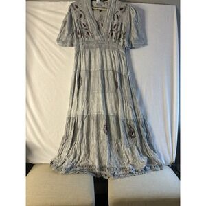 Vintage Boho Threads embroidered Gray Size Medium Dress